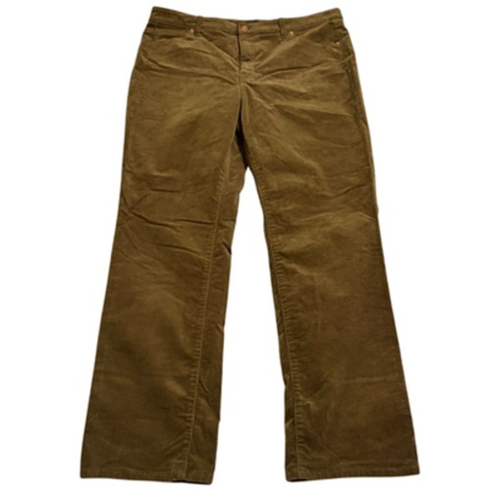 Talbots Pants Corduroy Straight Leg Womens 14P Brown Stretch Zip Fly Excellent
